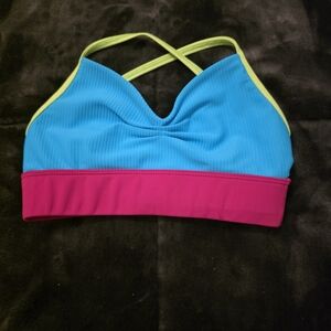 Vibrant Kids Sports Bra with Pink and Blue Design